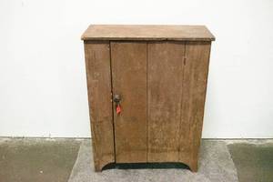 lot 64 image: Small Antique GreenBrown One Door Cupboard