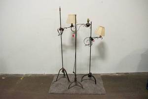 lot 66 image: 3 Metal Floor Lamps with Offset Light Sockets
