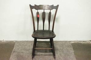 lot 74 image: Small Vintage Wood Rocking Chair with Floral Design