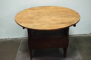 lot 78 image: Antique Red Painted Wood Tilt-Top Table Chair