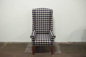 lot 83 image: Blue & White Gingham High Back Armchair