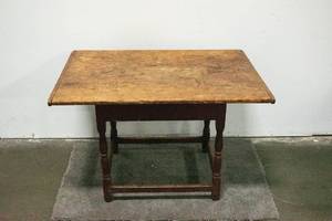 lot 88 image: Red Painted Tavern Table with Turned Legs