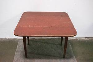 lot 89 image: Red painted Sheridan Drop Leaf Table with Drawer