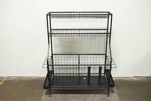 lot 240 image: Black Metal Rolling Shelf