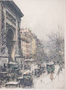 lot 241 image: Craig Kasimir Port St. Denis Color Etching of Paris