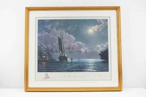 lot 44 image: Key Largo The Schooner Yankee Returning to Ocean Reef Remarqued Ltd Ed. Signed & Numbered Print