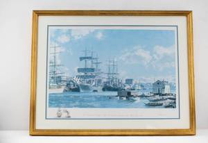 lot 48 image: John Stobart Victoria The Celebrated Clipper Ship Thermopylae alongside Main Wharf, June, 1891 Ltd Ed. Remarqued Signed & Numbered Print