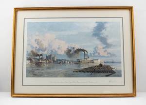 lot 49 image: John Stobart Baton Rouge The Anchor Line Steam Packet City of Baton Rouge arriving at the Riverfront in 1881 Ltd Ed. Signed & Numbered Print