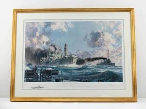 lot 4 image: John Stobart The Liberty Ship The John W. Brown in Convoy Off the East Coast, April 1944 Ltd Ed. Signed, Remarqued, Numbered Print