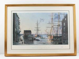 lot 16 image: John Stobart Portsmouth Merchants Row Overlooking New Hampshires Piscataqua River, in 1828 Ltd Ed. Signed & Numbered Print