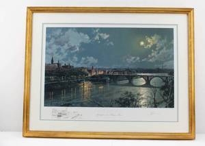 lot 20 image: John Stobart Georgetown Moonlight on the Potomac River Ltd Ed. Signed, Remarqued, Numbered Print