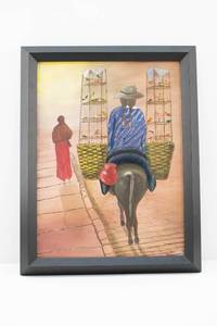 lot 97 image: Signed Original Painting on Canvas of Woman with Birds