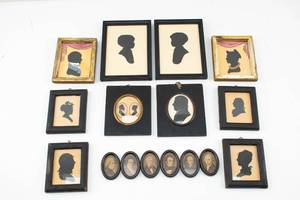 lot 125 image: 11 Small Antique & Modern Silhouette Portraits