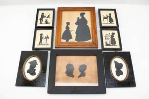lot 126 image: 8 Framed Vintage & Modern Silhouette Portraits
