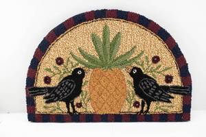 lot 162 image: Pineapple & Blackbird Hooked Rug for Wall Hanging