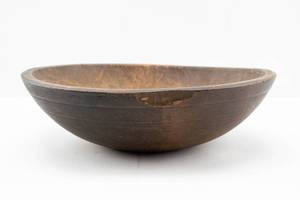 lot 165 image: Large Antique Turned Wood Farmhouse Bowl