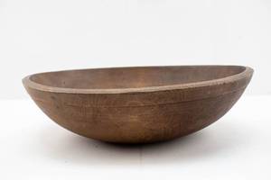 lot 166 image: One Large Antique Turned Wood Farmhouse Bowl