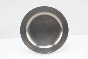 lot 172 image: Antique American Pewter Deep Charger, Labeled as c. 1740 Boston