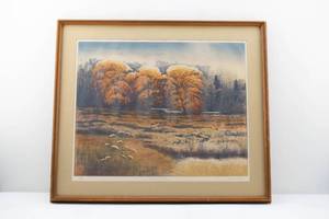 lot 111 image: Harvey Kidder Hawks & Willows Aquatint Etching, Signed & Numbered