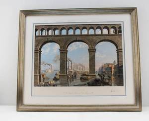 lot 136 image: John Stobart St. Louis A View Through the Arches of the Eads Bridge in 1876 Ltd Ed. Signed & Numbered Print