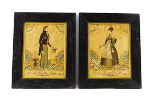 lot 144 image: Pair Charming Folk Art Prints of Lionel Franklin Craig & Annie Randall Yoxall