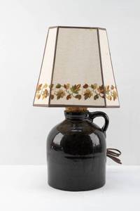 lot 156 image: Crock Style Table Lamp w Embroidered Shade