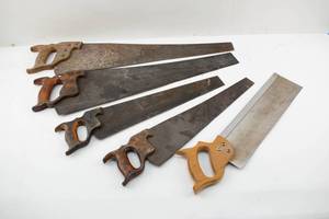 lot 157 image: Group of 5 Antique and Vintage Hand Saws, Simonds, Vermont American
