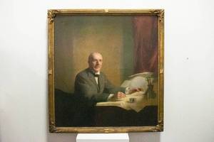 lot 183 image: Alice Mumford Roberts Original Oil on Board Painting of Asa S. Wing