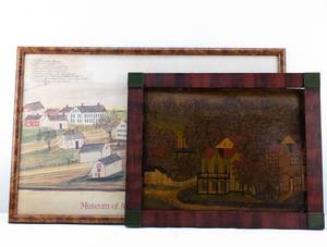 lot 207 image: 2 Vintage Look Artworks, Joshua Bussell Shaker Village, Alfred, Maine and Other