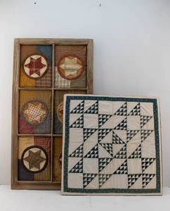 lot 211 image: 2 Vintage Quilted Wall Decor Pieces