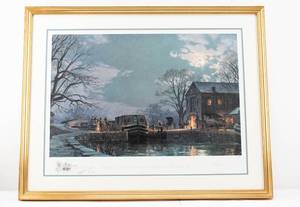 lot 228 image: John Stobart Georgetown Preparing for a Moonlight Departure at the Chesapeake and Ohio Canal in 1900 Ltd Ed. Signed, Remarqued, Numbered Print