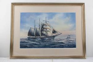 lot 236 image: R.C. Moore Gazela Primeiro Near the Grand Banks Original Watercolor Painting