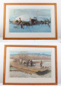 lot 223 image: Two Tom Lovell Winter Native American & Frontier Ltd Ed. Signed & Numbered Lithograph Prints