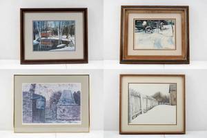 lot 239 image: Four Winter Americana Themed Framed Prints, Various Artists