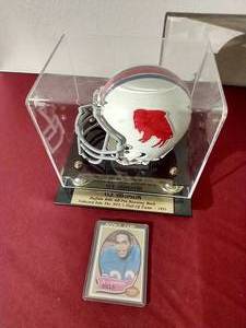 Autographed OJ Simpson Mini Helmet & Rookie Card