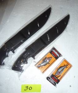 lot 30 image: 2 filet knives and 2 Rapala lures