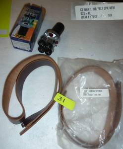 lot 31 image: 2 leather belts and a multi position light