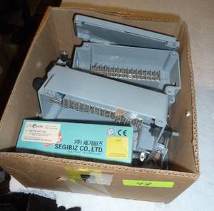 lot 48 image: Junction boxes and aluminum handles for carts, desks, etc