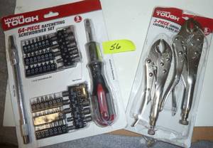 lot 56 image: Ratcheting screwdriver set and locking pliers
