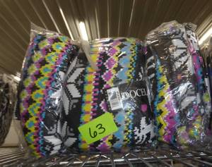 lot 63 image: Pack of 12 lined leggings - pink, yello black reindeer