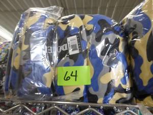 lot 65 image: Pack of 12 Lined Leggings - blue, yellow, black camo pattern