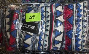 lot 69 image: Pack of 12 Lined Leggings - Zigzag pattern red blue white
