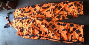 lot 126 image: Mens Large blaze orange hunting bibs, pre-owned