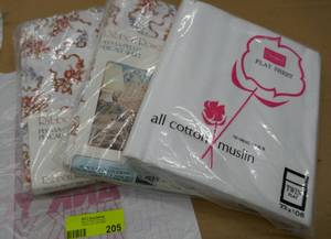 lot 205 image: THREE New Twin size flat sheets