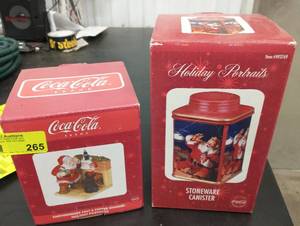 lot 265 image: Two Coca-Cola Santa items - Salt & Pepper shakers, Canister