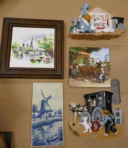 lot 209 image: Vintage Tiles, various dcor items