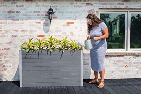 lot 173 image: Vita Urbana 16x56x33 Parklette Planter - Large, Slate Gray