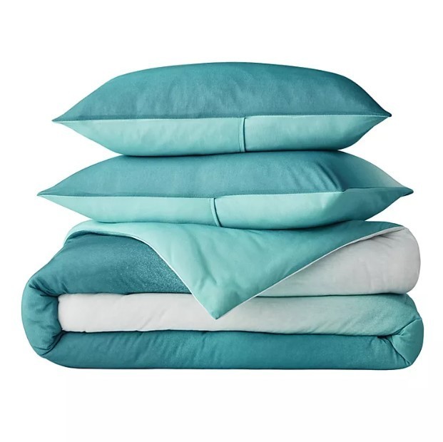 lot 242 image: NEW Members Mark Jersey Ombre Comforter Set - FullQueen - AquiferTeal