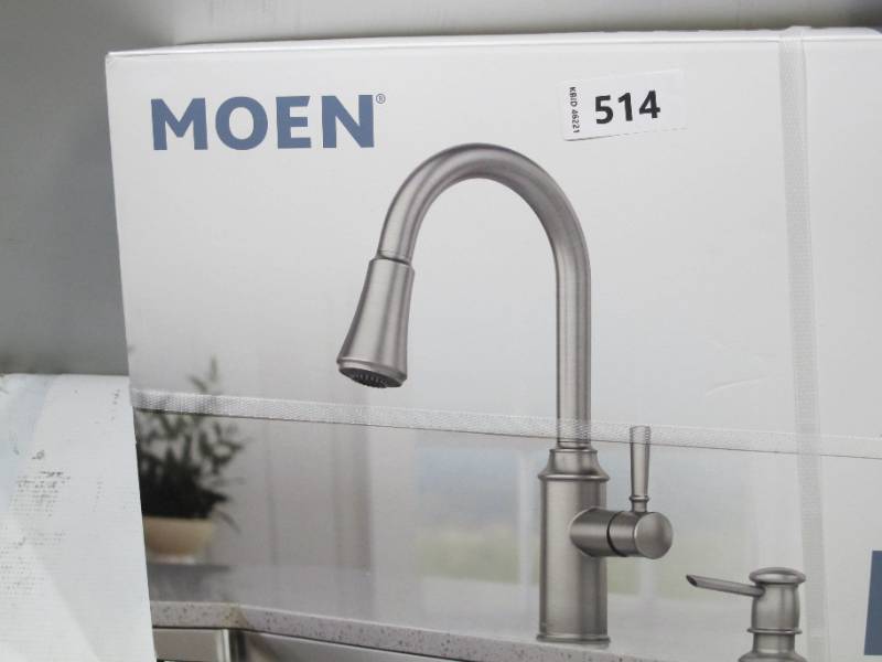 lot 318 image: NEW Moen Zabelle One-Handle Pulldown Kitchen Faucet