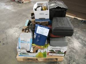 lot 116 image: Pallet of Store Overstock, Damaged Product, and Returned Tools and Garage Items